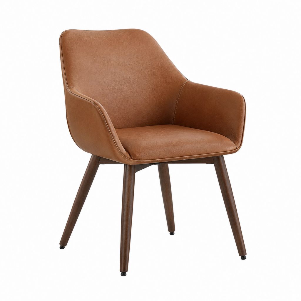 Chaise de salle à manger avec accoudoirs marron en cuir PU 56 x 60 x 83 cm