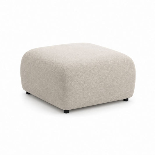 Pouf repose-pieds rectangulaire beige en polyester bouclé 80 x 60 x 42 cm