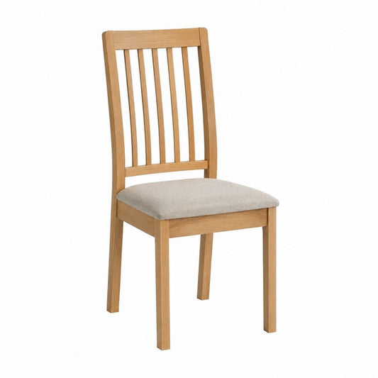 Chaise de salle à manger beige en hévéa massif et polyester 45 x 52 x 100 cm