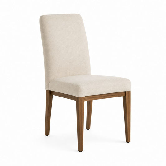 Chaise de salle à manger beige en polyester et bois massif rectangulaire 46 x 58 x 100 cm
