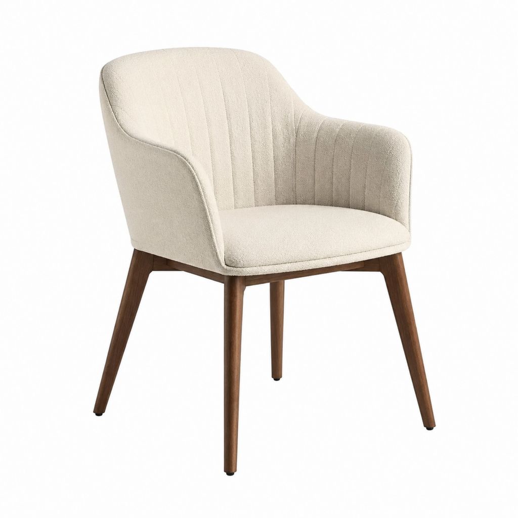 Chaise de salle à manger enveloppante crème en polyester avec pieds en bois massif 58 x 60 x 82 cm