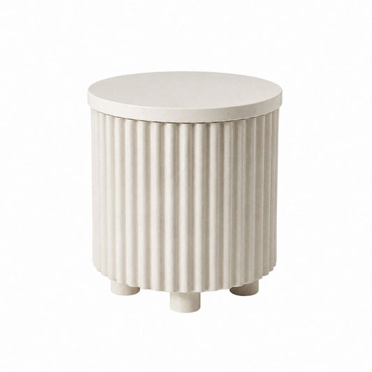 Table d'appoint ronde beige en béton moulé Ø 40 cm hauteur 45 cm