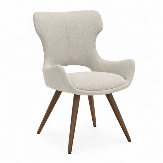 Chaise de salle à manger avec accoudoirs beige en tissu polyester pieds en bois massif 62 x 61 x 88 cm
