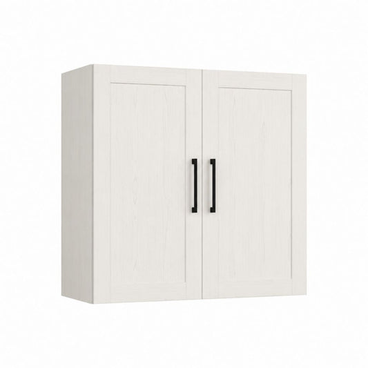 Armoire murale de salle de bain blanche en panneaux MDF 60 x 15 x 60 cm à 2 portes