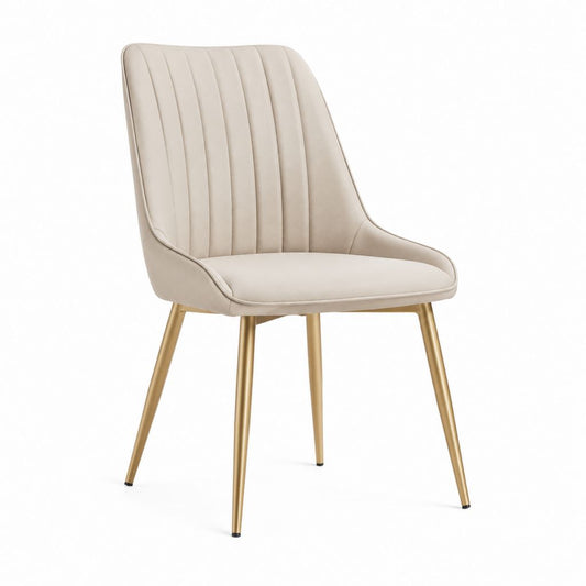 Chaise de salle à manger beige en polyester avec pieds en acier 58 x 62 x 86 cm