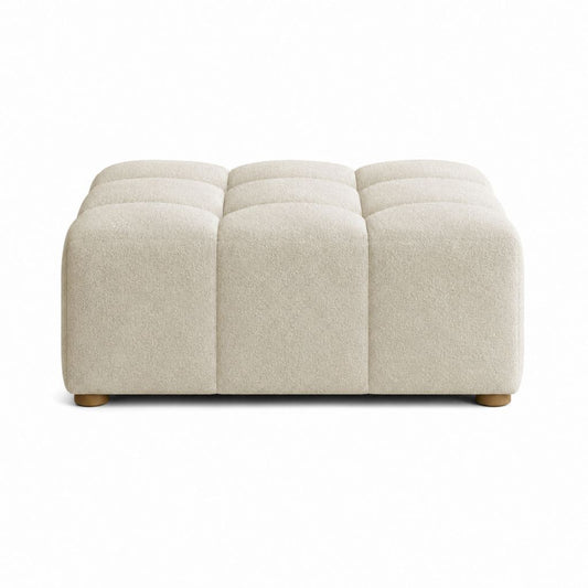 Pouf repose-pieds rectangulaire beige en polyester bouclé 120 x 80 x 42 cm