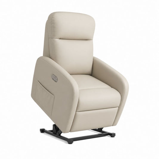 Fauteuil releveur électrique beige en cuir synthétique PU 85 x 94 x 104 cm